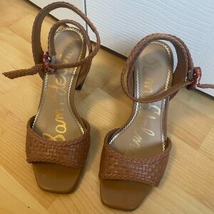 Sam Edelman brown woven sandal heels